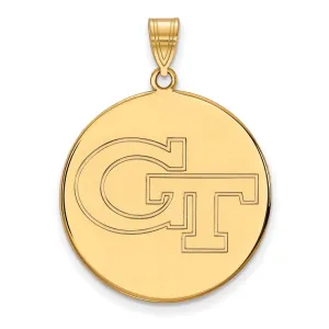 10K Yellow Gold Georgia Institute of Technology XL Disc Pendant
