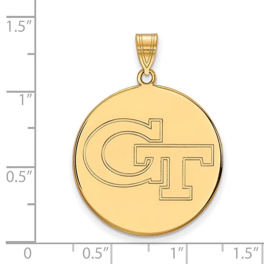 10K Yellow Gold Georgia Institute of Technology XL Disc Pendant