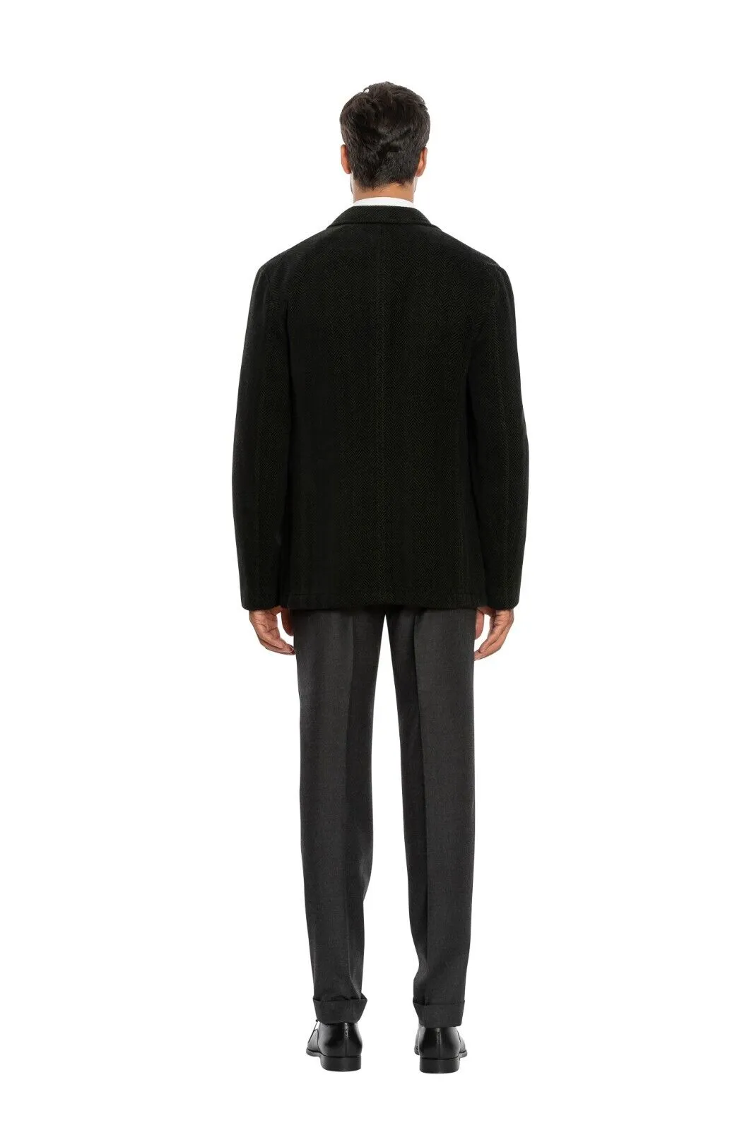 $1950 BOGLIOLI Caban Peacoat Coat Blue / Green Cashmere Wool Cotton  40 US 50 EU