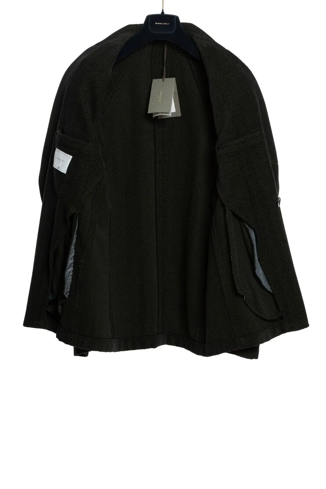 $1950 BOGLIOLI Caban Peacoat Coat Blue / Green Cashmere Wool Cotton  40 US 50 EU