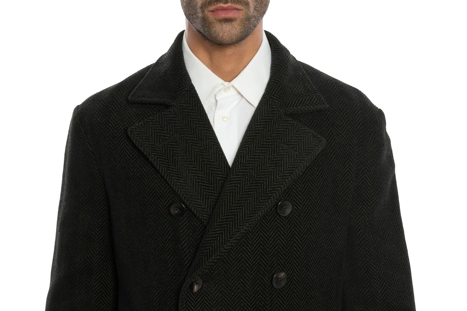$1950 BOGLIOLI Caban Peacoat Coat Blue / Green Cashmere Wool Cotton  40 US 50 EU