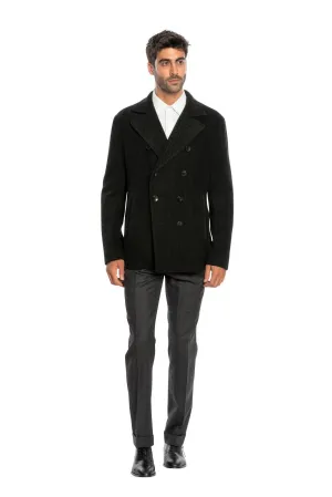 $1950 BOGLIOLI Caban Peacoat Coat Blue / Green Cashmere Wool Cotton  40 US 50 EU