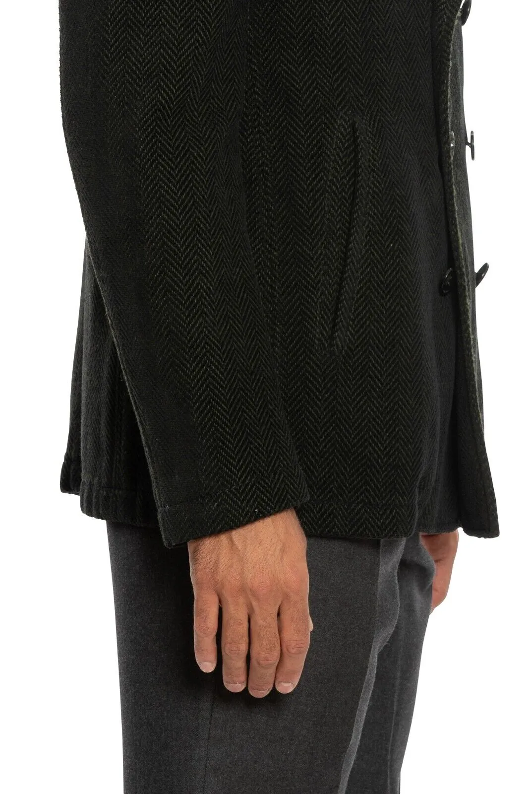 $1950 BOGLIOLI Caban Peacoat Coat Blue / Green Cashmere Wool Cotton  40 US 50 EU
