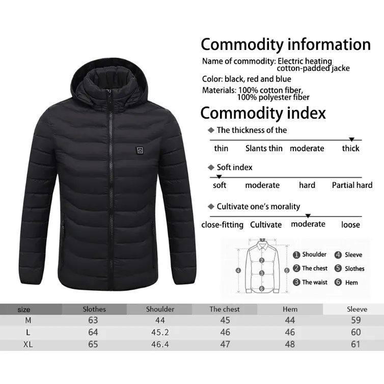 2 Heating Areas Coat With Heater Winter Outdoor Camping Sportswear Rechargeable Heated Jackets