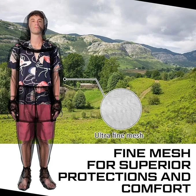 2 Sets Mosquito Net Suit Tick Net Pants Jacket Mittens and Socks Insect Proof Body Clothing Outdoor Hunting Camping Climbing