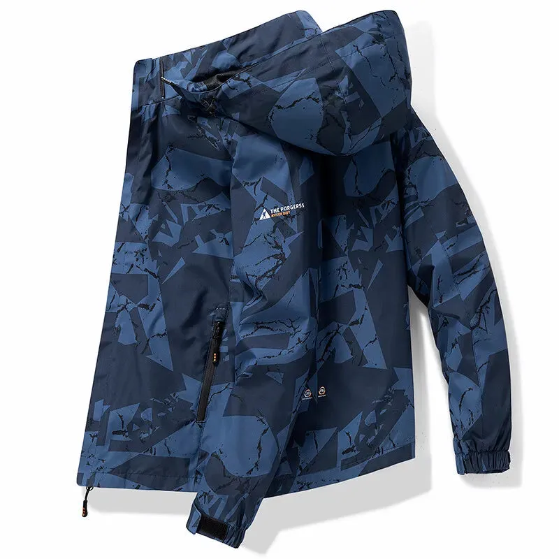 2023 Spring Autumn Hooded Hiking Jacket Men Outdoor Bomber Jackets Waterproof Windbreaker Sports Casual Cargo Jackets Mens Coats