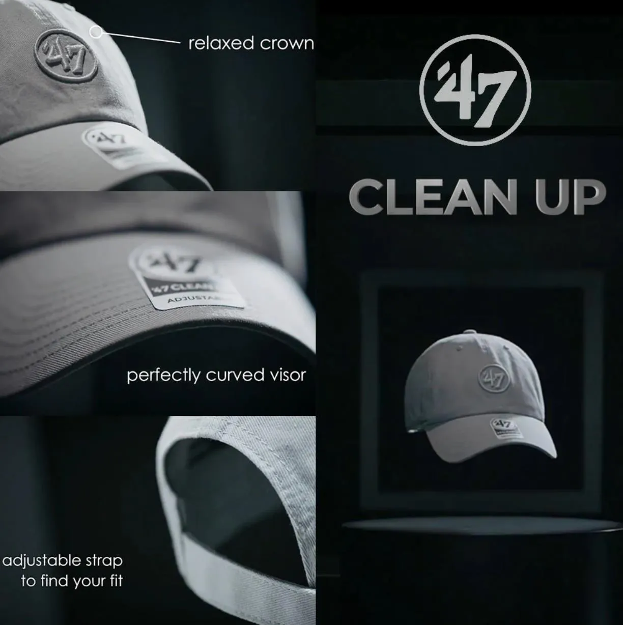 47 Brand NHL Columbus Blue Jackets Clean Up Strapback Hat Cap (New)