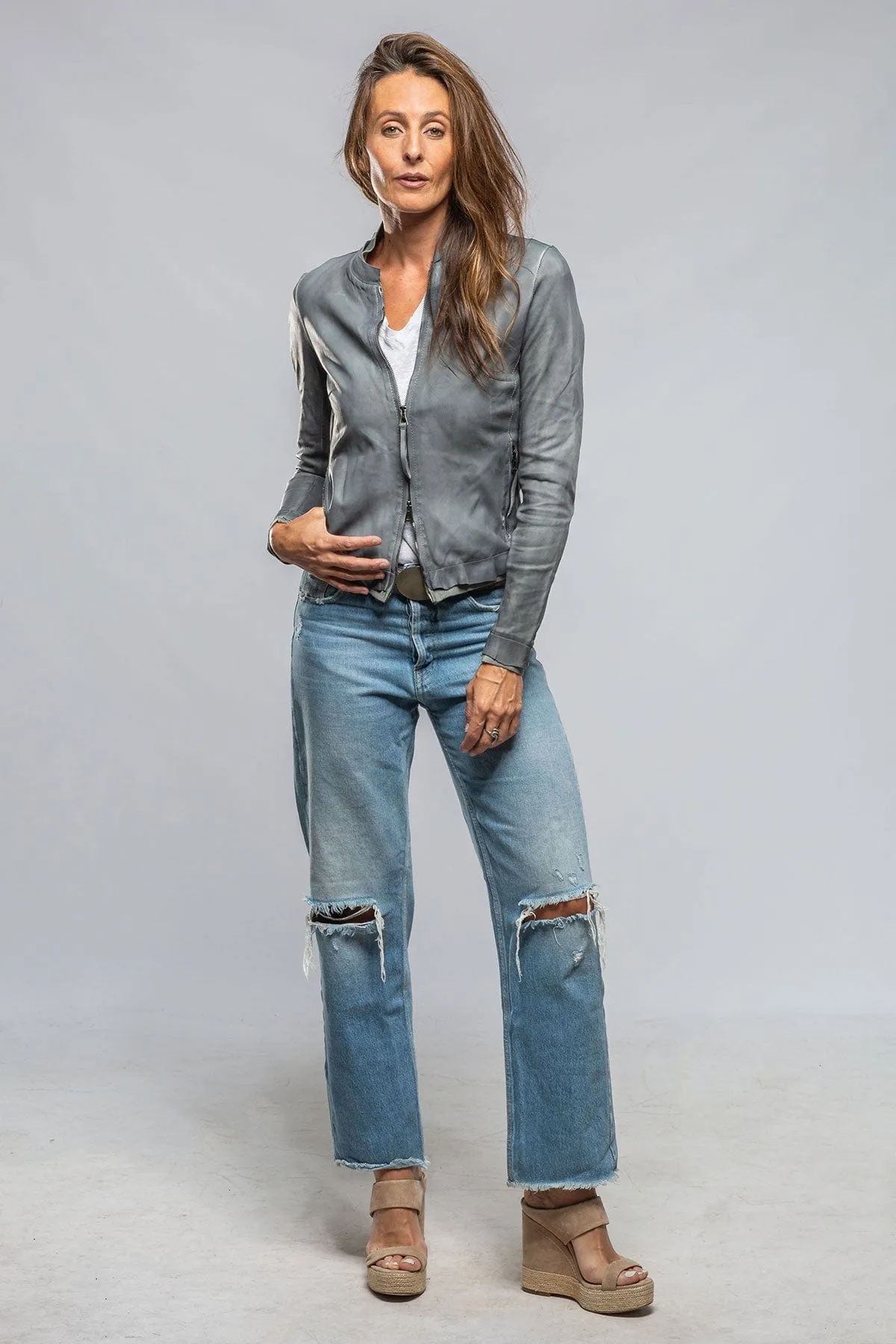 Ania Lightweight Washed Lambskin Jkt In Sage