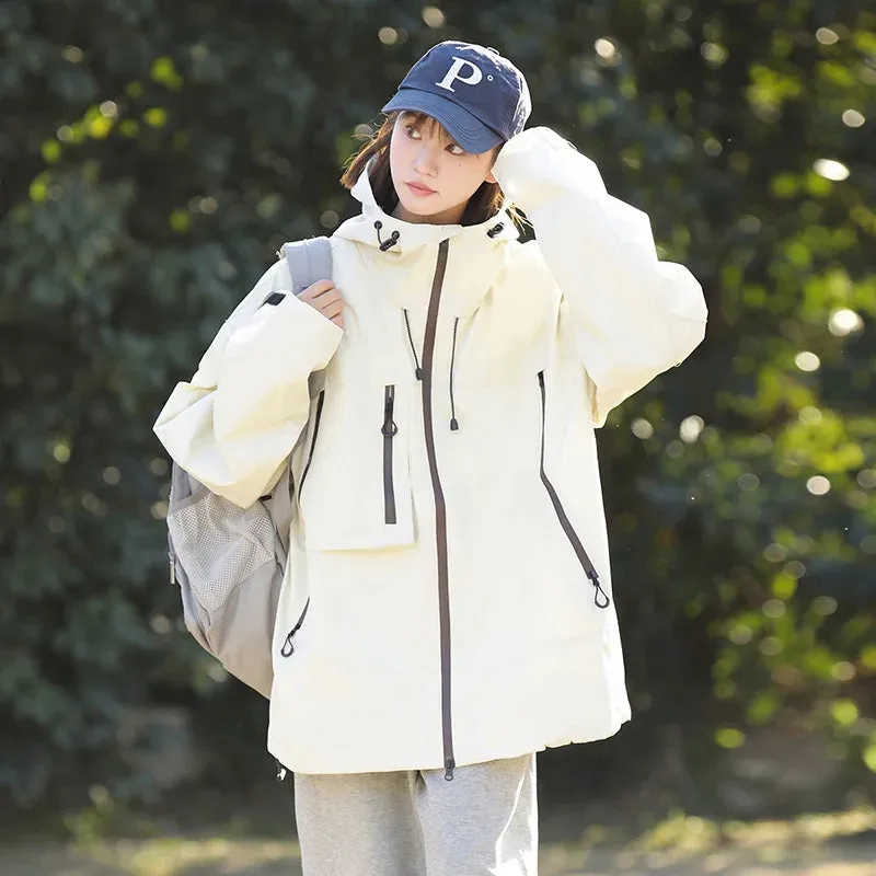 Autumn Climbing Hiking Waterproof Jacket Women 2024 Hooded Coat