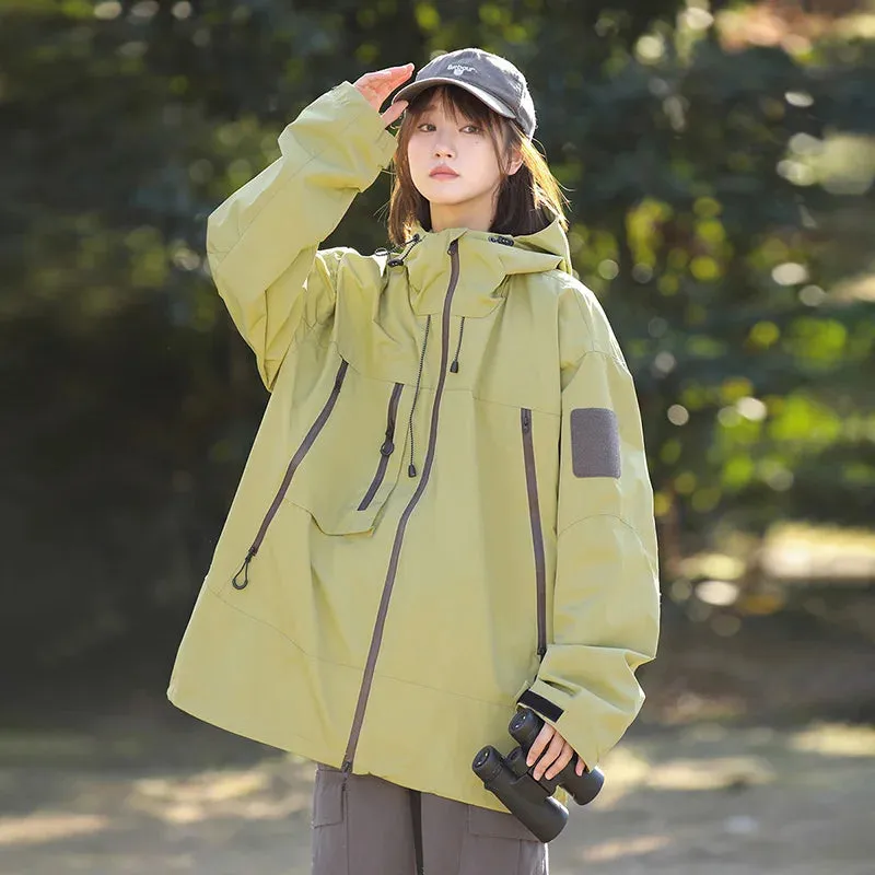 Autumn Climbing Hiking Waterproof Jacket Women 2024 Hooded Coat
