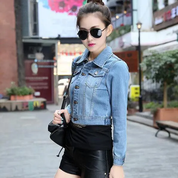 Autumn Spring Long Sleeve Women Denim Jacket Frayed Jeans Jacket Women Oversized Jean Coat Plus Size Girls Outwear BN901
