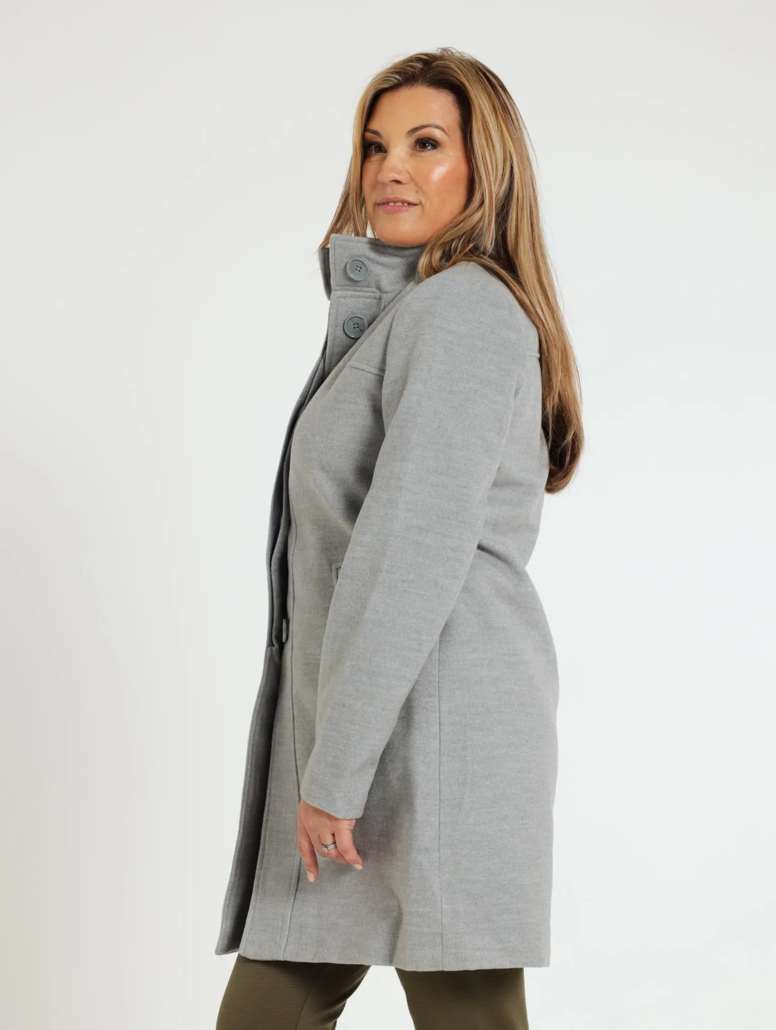 Aysemetrical Coat - Light Grey