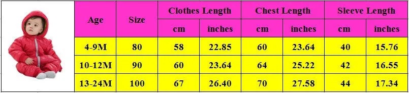 Baby Snow Wear Cotton One Piece Warm Outerwear Children's Overalls Baby Kids Jumpsuit born Down
