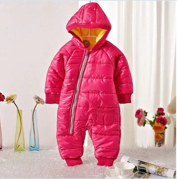 Baby Snow Wear Cotton One Piece Warm Outerwear Children's Overalls Baby Kids Jumpsuit born Down