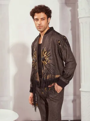 Baroque embroidered bomber jacket