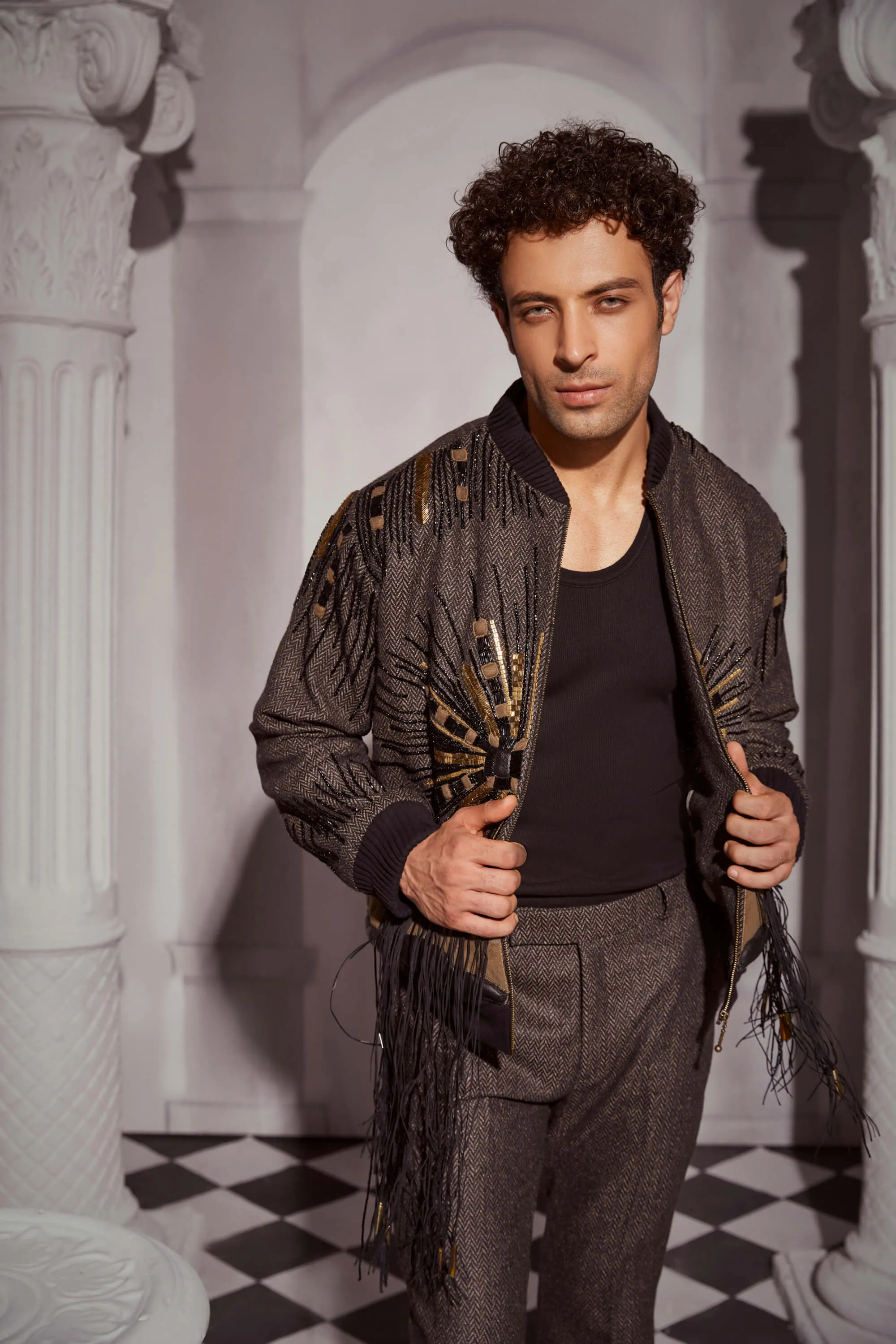 Baroque embroidered bomber jacket