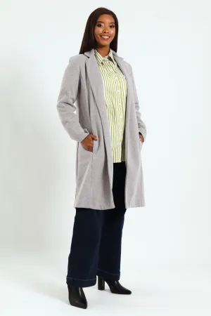 Basic Panelled Coat - Grey Melange