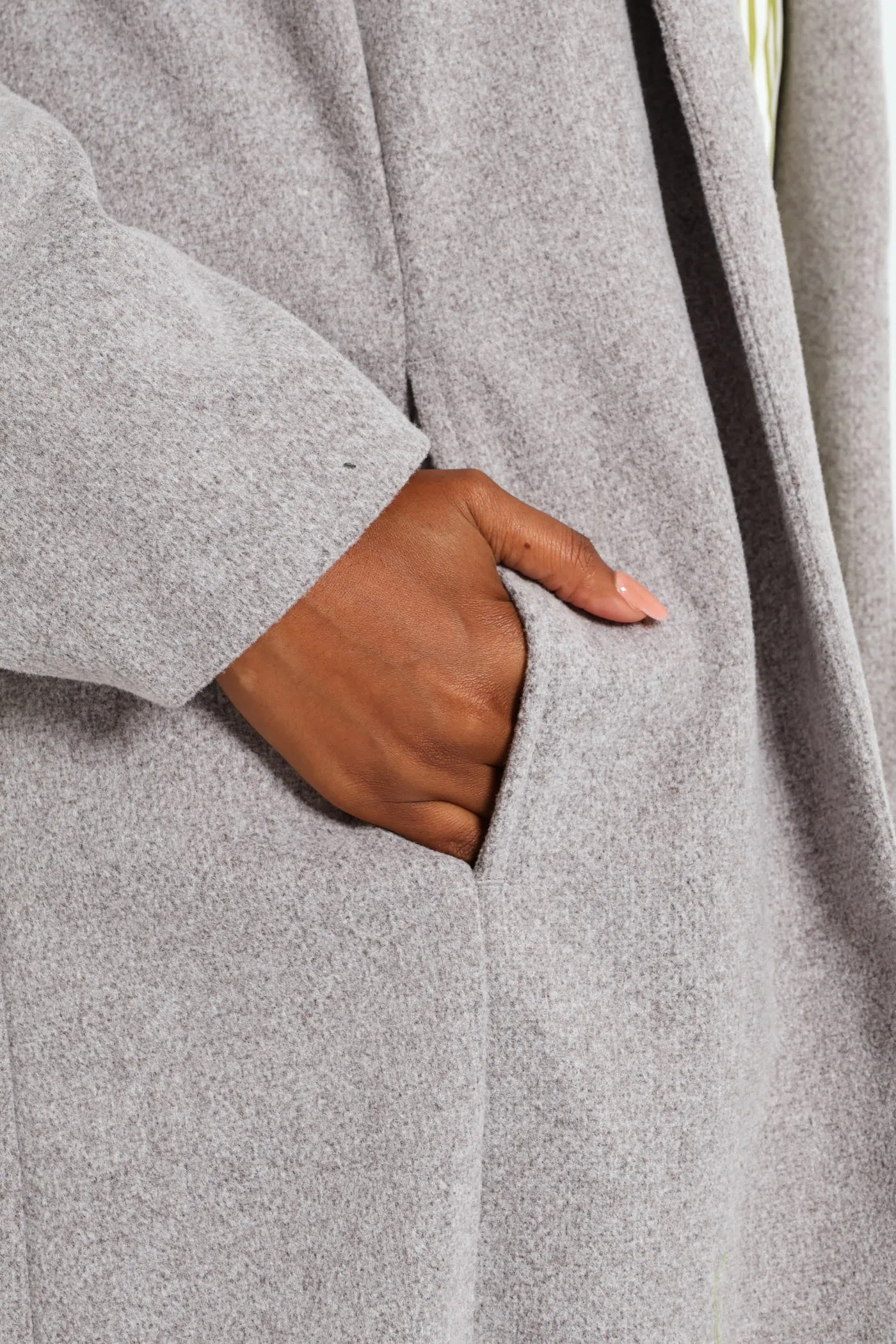 Basic Panelled Coat - Grey Melange