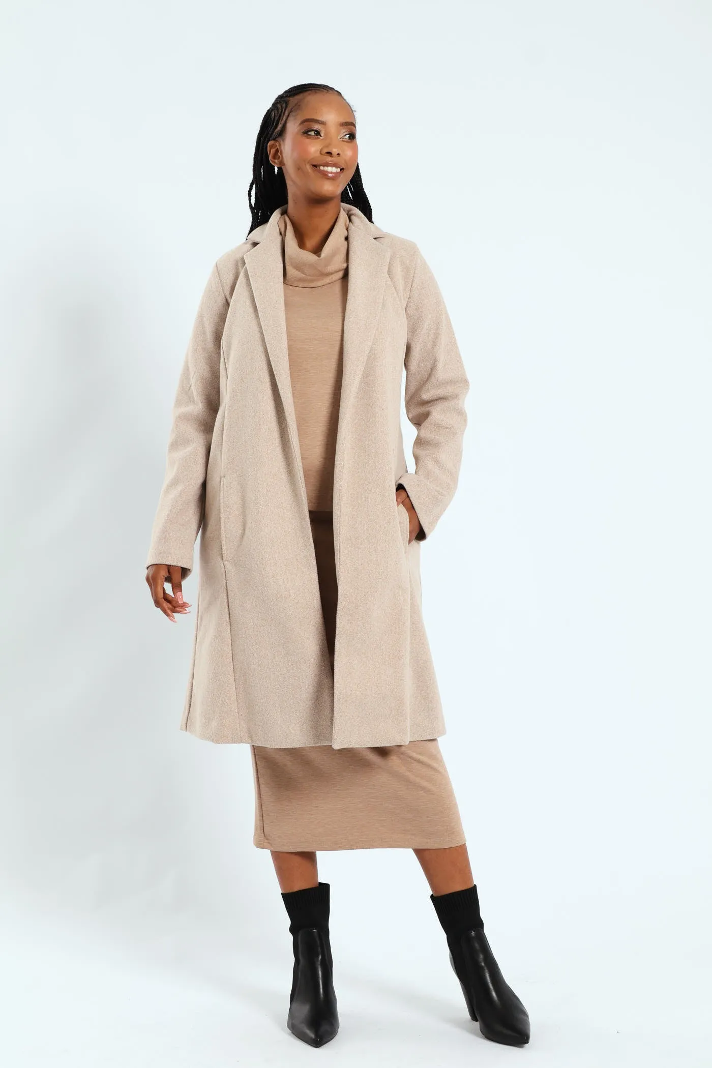 Basic Panelled Coat - Oatmeal