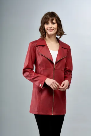 BCJ5715EA Faux Long Vegan Leather Jacket