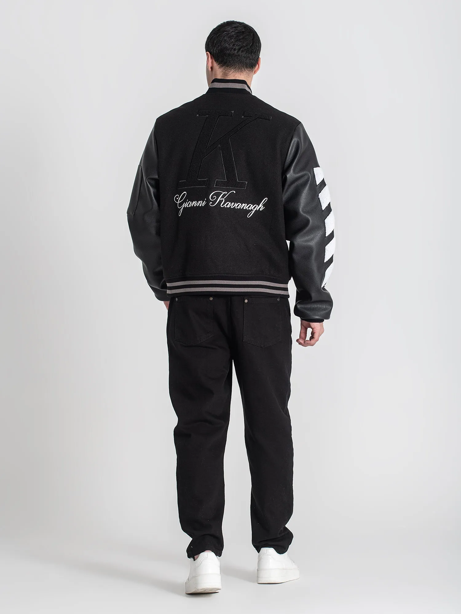 Black Varsity Bomber Jacket