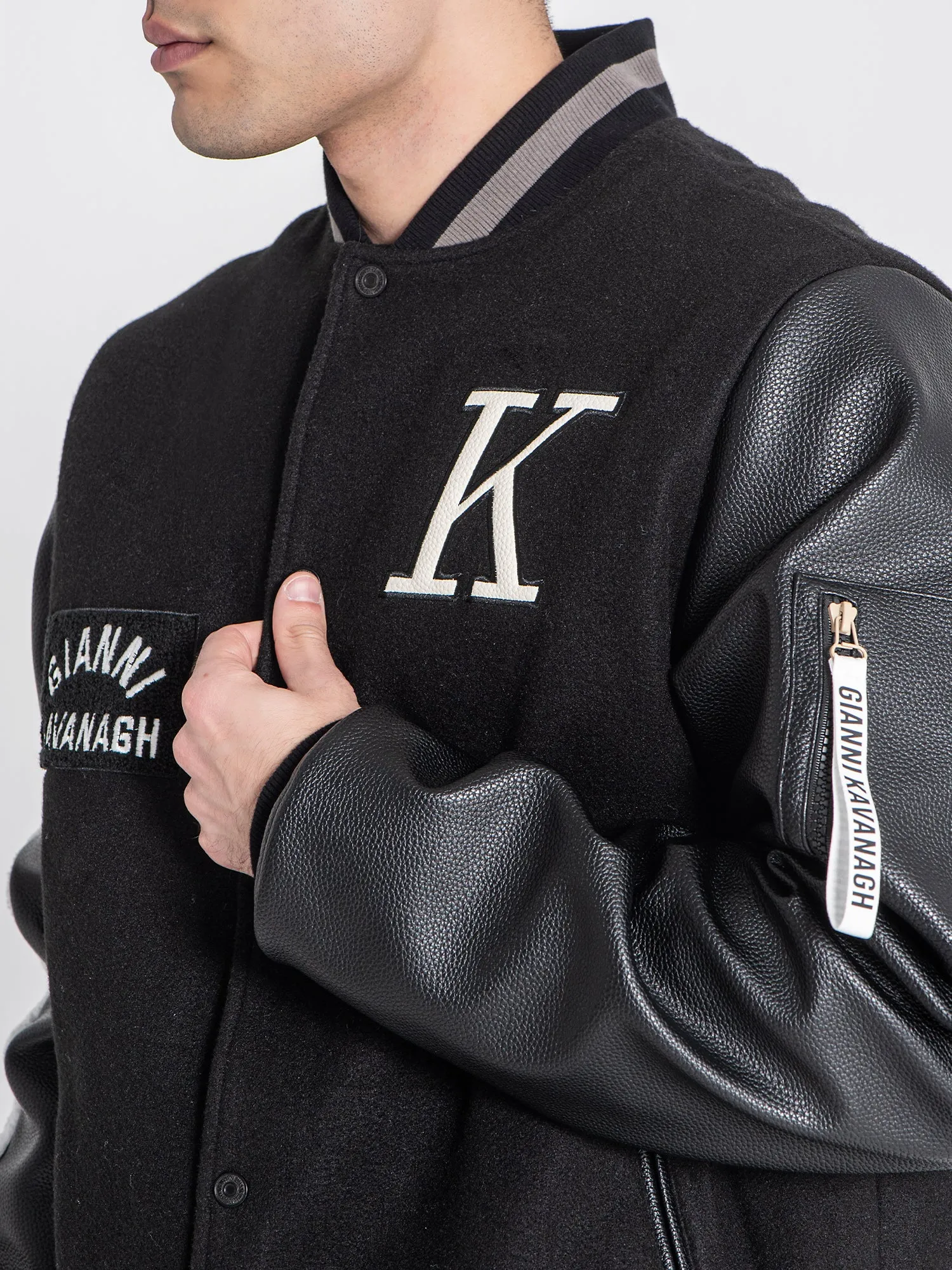 Black Varsity Bomber Jacket