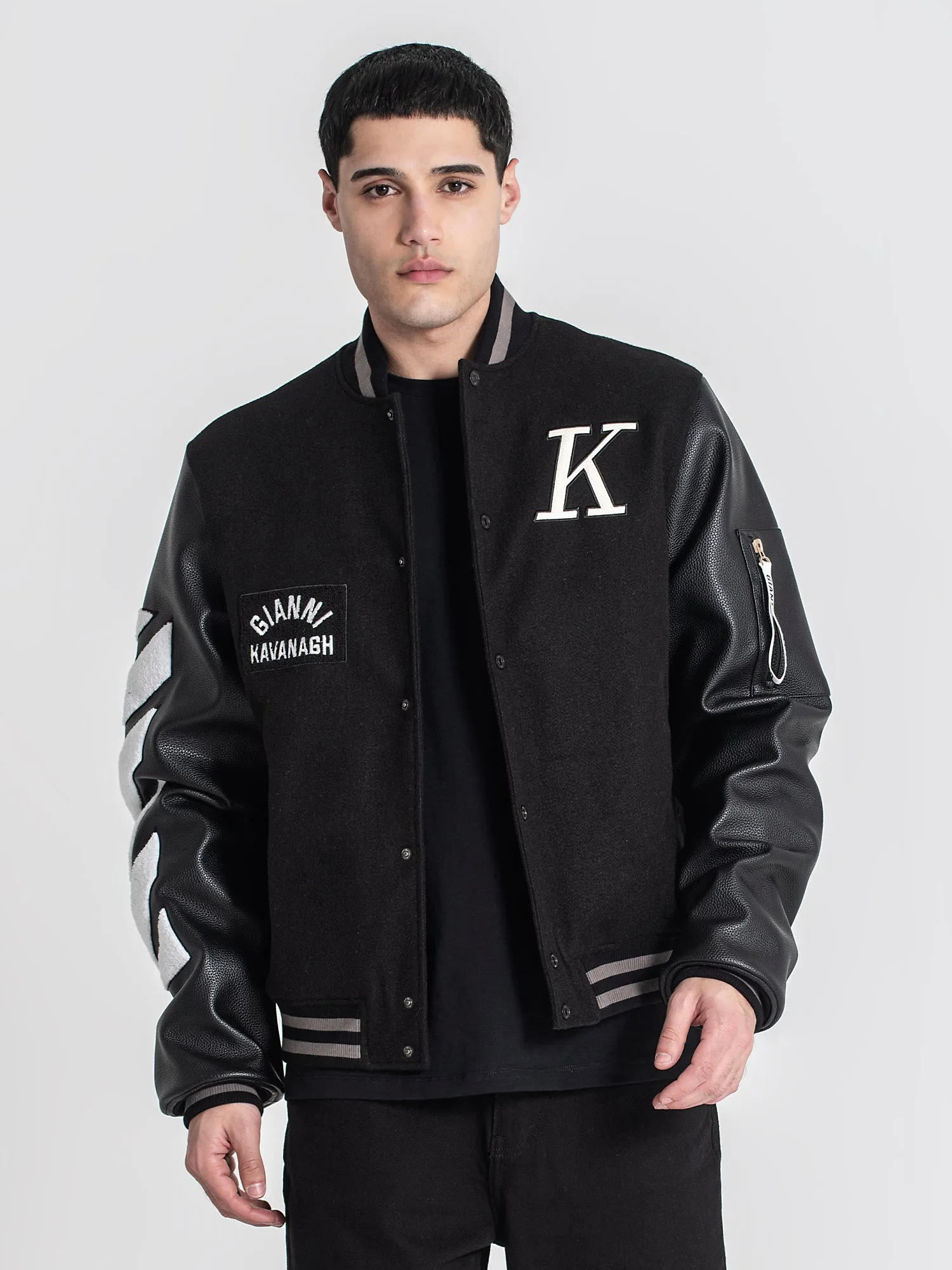 Black Varsity Bomber Jacket