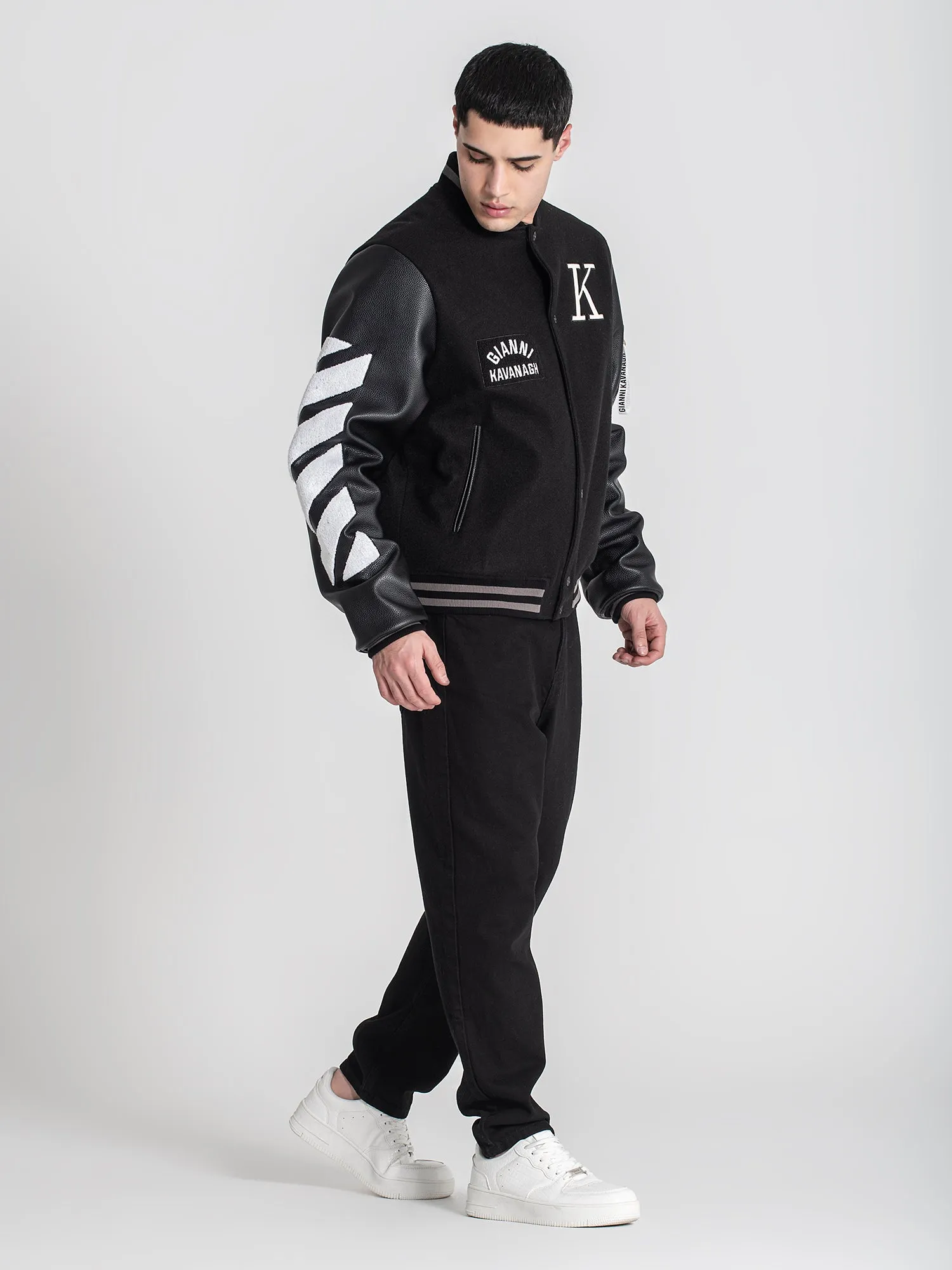 Black Varsity Bomber Jacket