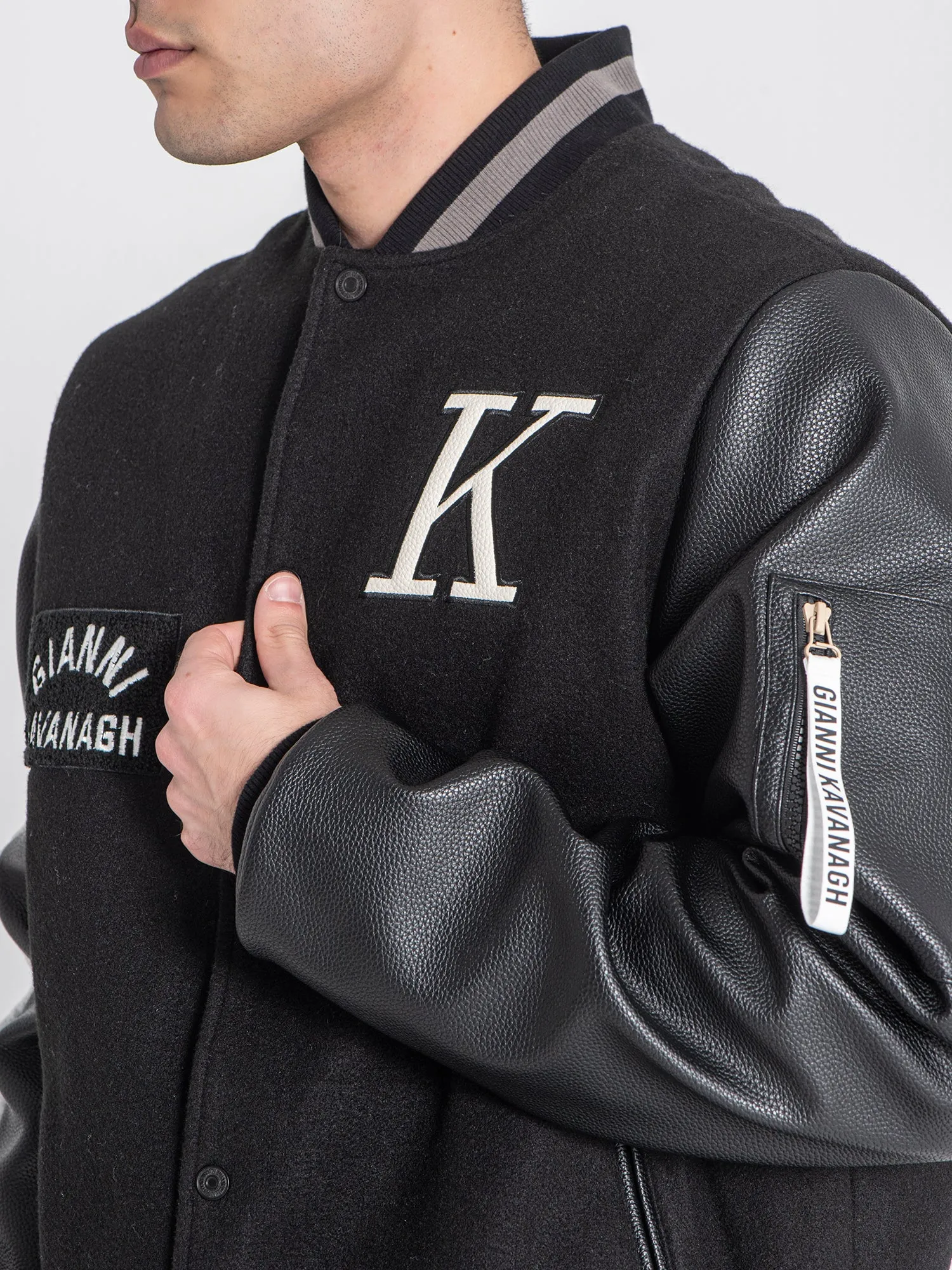 Black Varsity Bomber Jacket