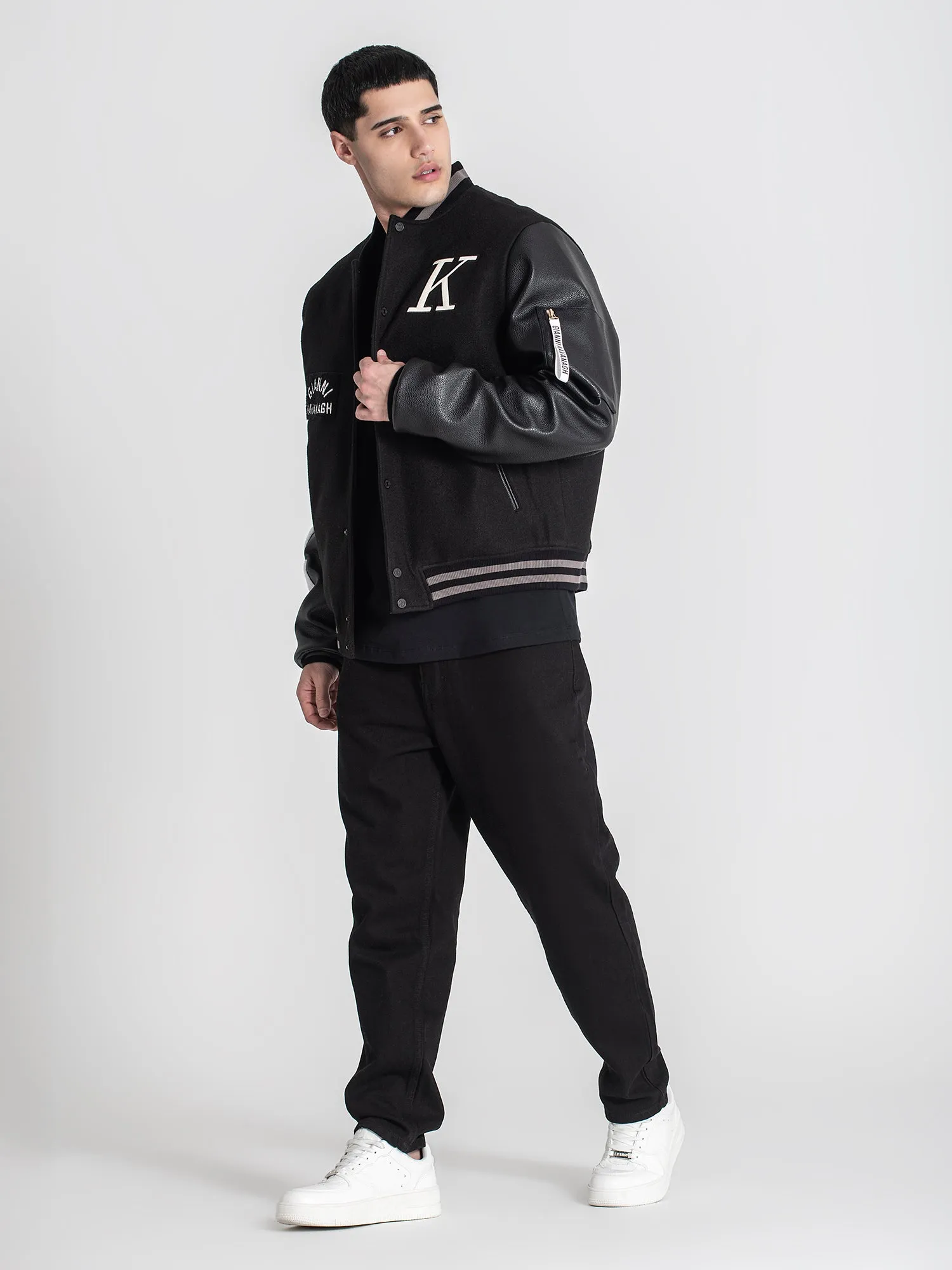 Black Varsity Bomber Jacket