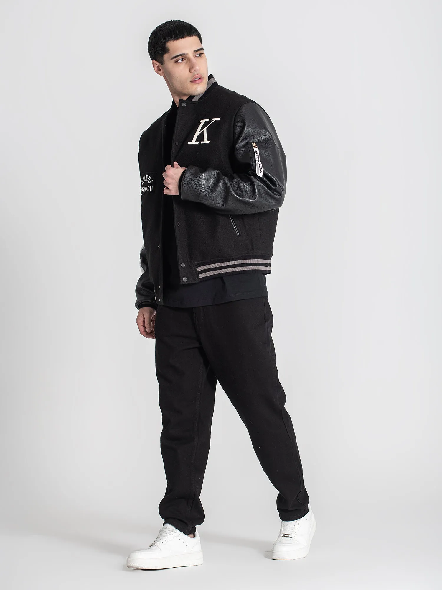 Black Varsity Bomber Jacket