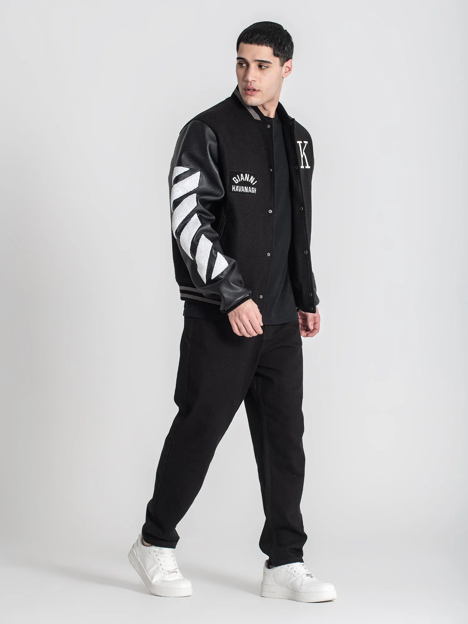 Black Varsity Bomber Jacket