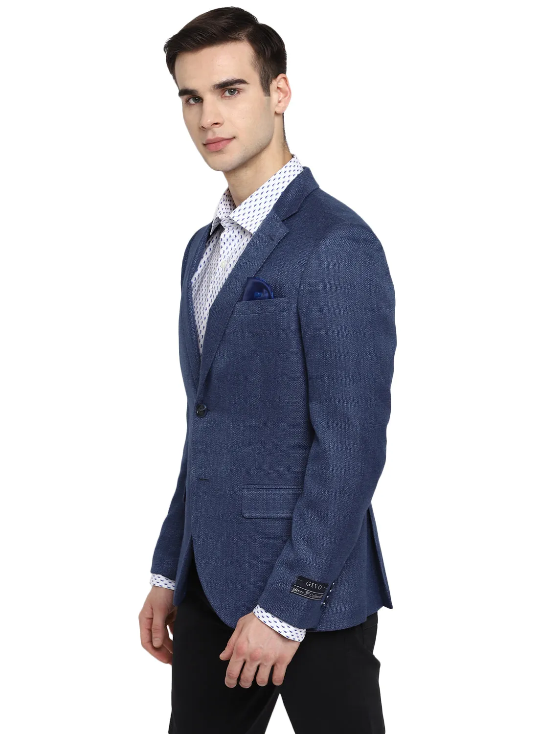 Blue Formal Notch Collar Jacket