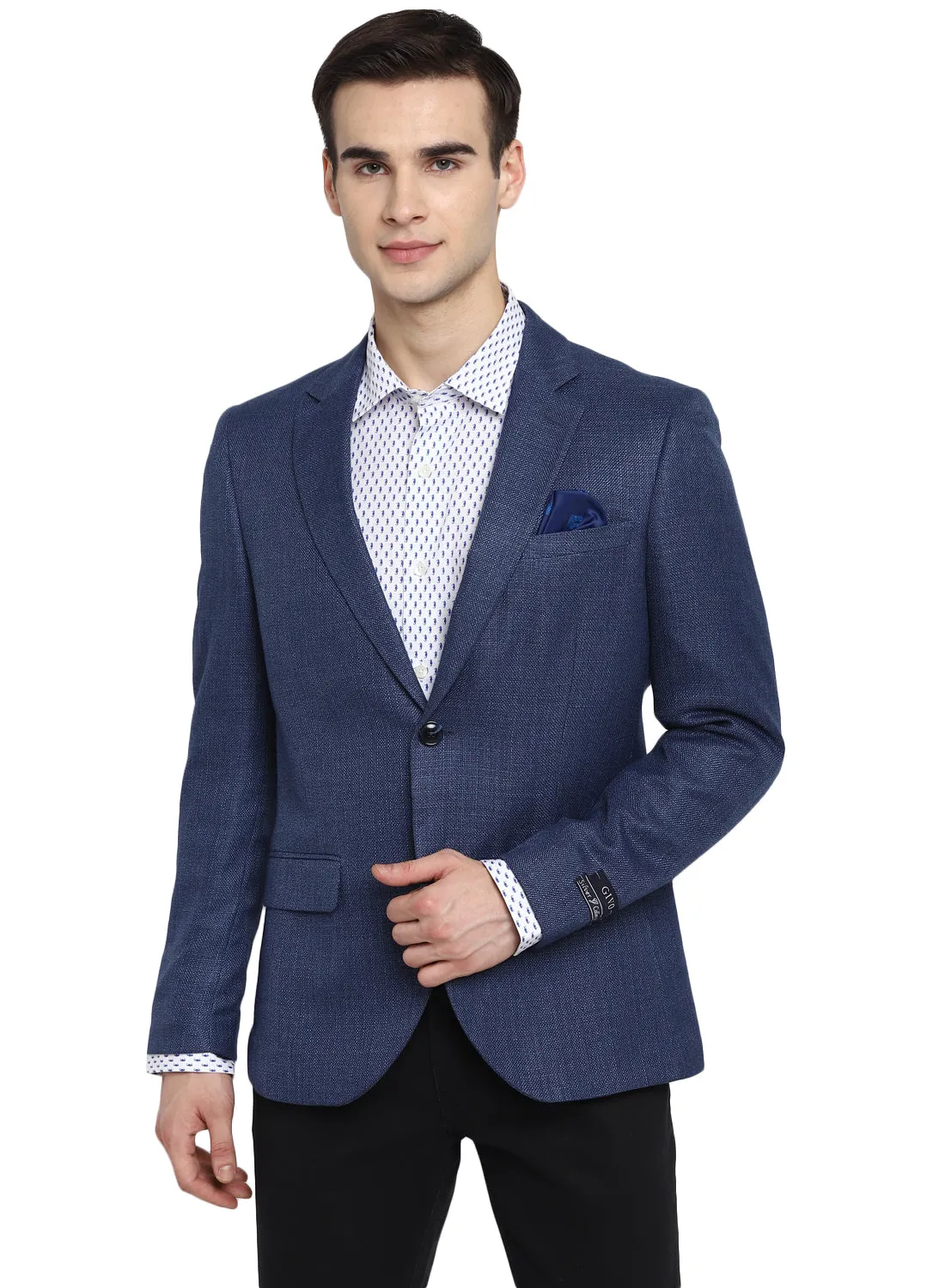 Blue Formal Notch Collar Jacket
