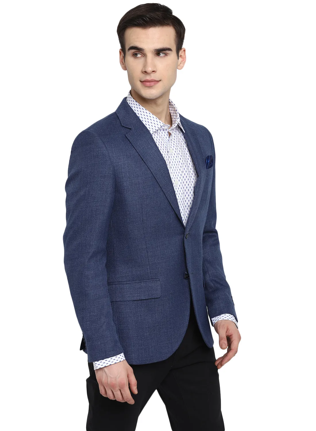 Blue Formal Notch Collar Jacket