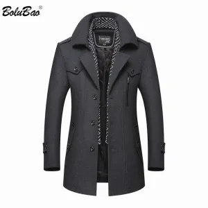 BOLUBAO Men Winter Wool Coat 2020 Men's New Casual Brand Solid Color Wool Blends Woolen Pea Coat Male Trench Coat Overcoat
