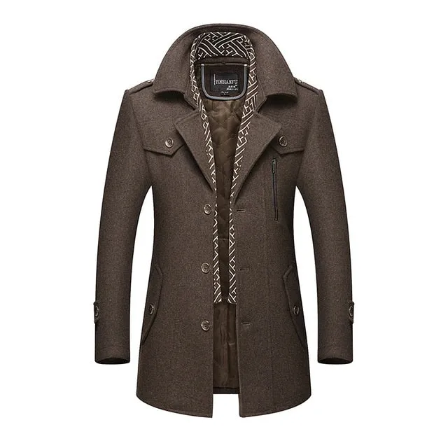 BOLUBAO Men Winter Wool Coat Men's Fashion Turn-down Collar Warm Thick Wool Blends Woolen Pea Coat Male Trench Coat Overcoat