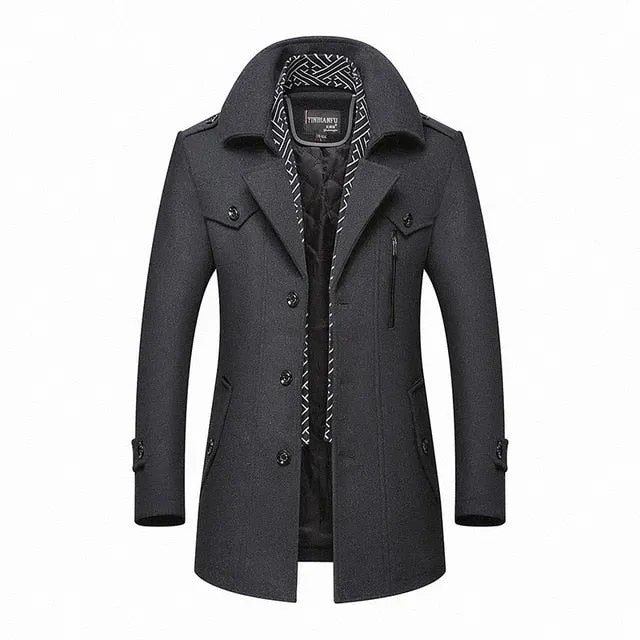 BOLUBAO Men Winter Wool Coat Men's Fashion Turn-down Collar Warm Thick Wool Blends Woolen Pea Coat Male Trench Coat Overcoat