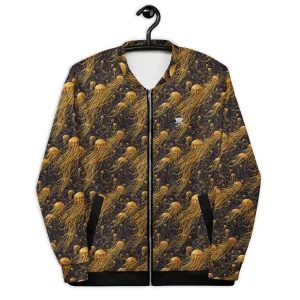 Bomber Jacket Black and Gold Jellyfishes