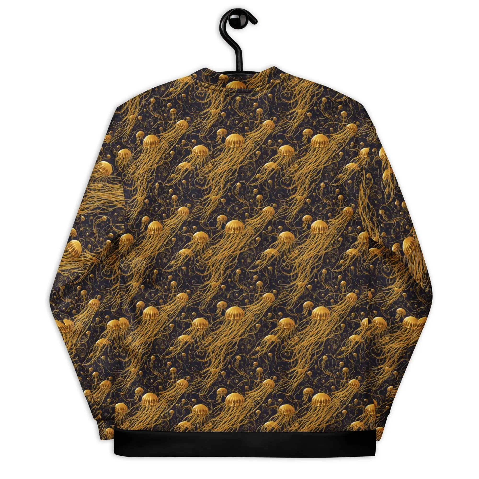 Bomber Jacket Black and Gold Jellyfishes