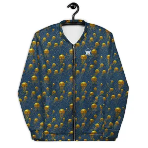 Bomber Jacket Blue and Gold Jellyfishes