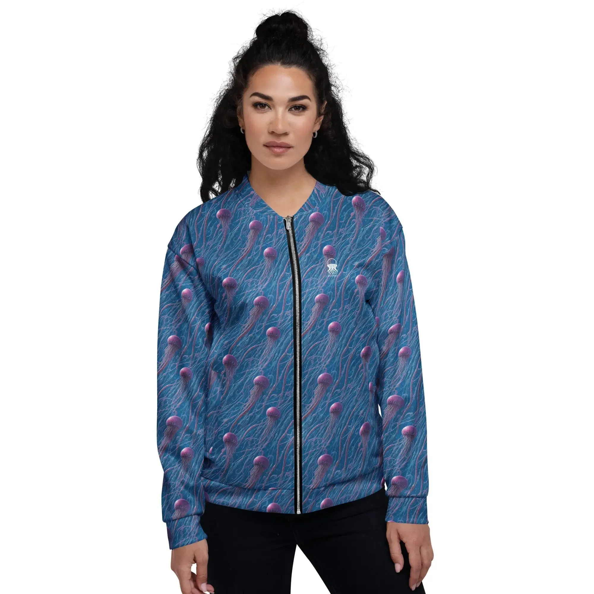 Bomber Jacket Blue and Violet Jellyfishes