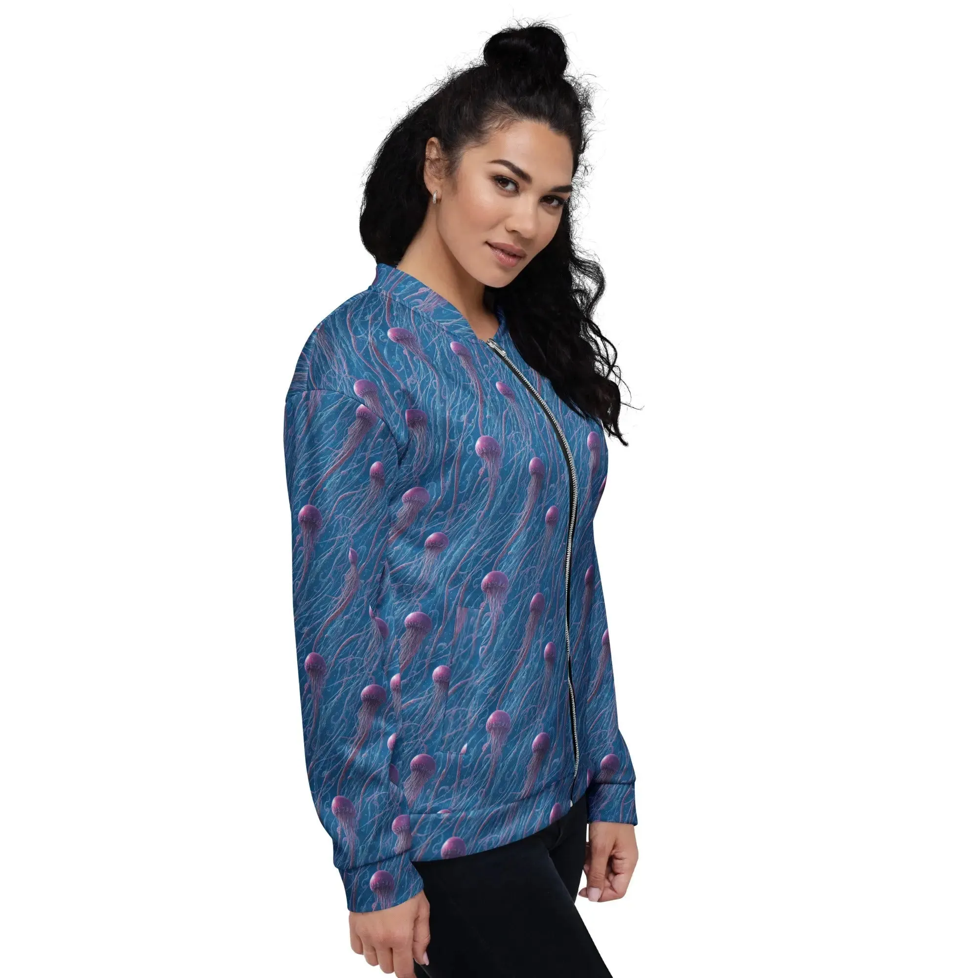 Bomber Jacket Blue and Violet Jellyfishes