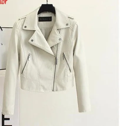 Brand Motorcycle PU Leather Jacket Women And Fashion Coat 4 Color Zipper Outerwear jacket Coat HOT