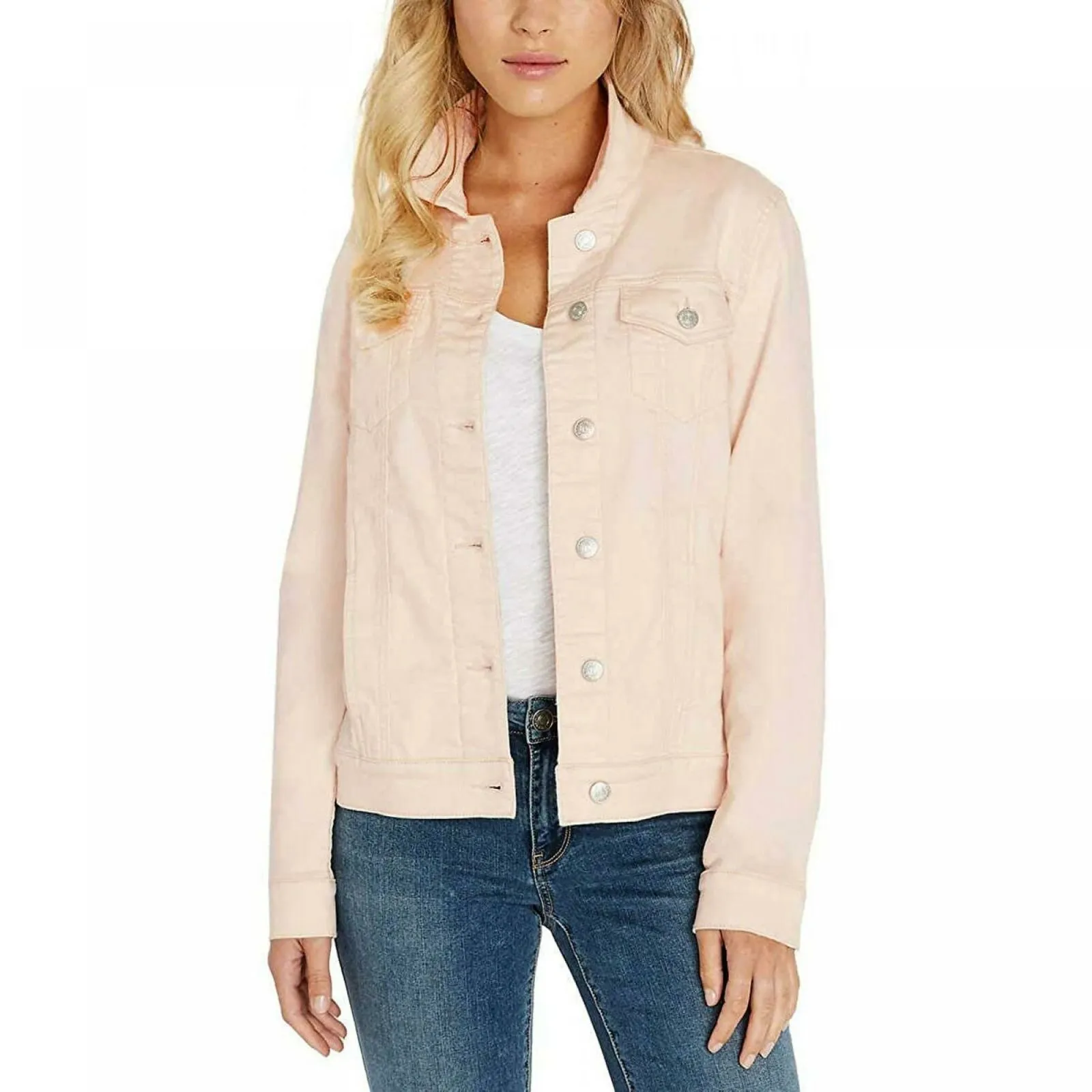 Buffalo Women's Knit Denim Jean Jacket Light Pink Medium