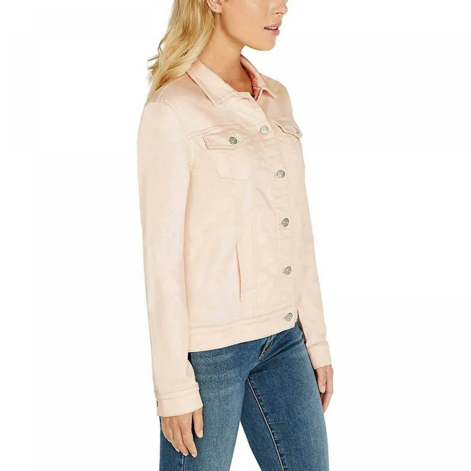 Buffalo Women's Knit Denim Jean Jacket Light Pink Medium