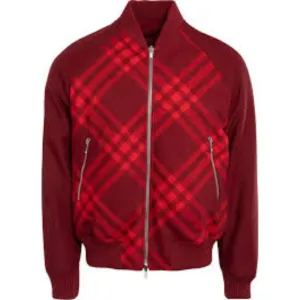 Burberry 8078906 Reversible Check Print Bomber Jacket Ripple Ip Check Red Jacket Male