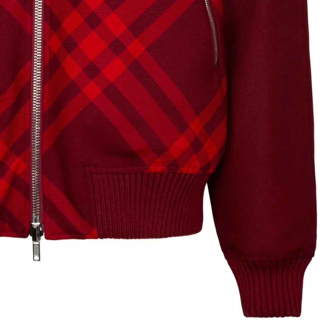 Burberry 8078906 Reversible Check Print Bomber Jacket Ripple Ip Check Red Jacket Male