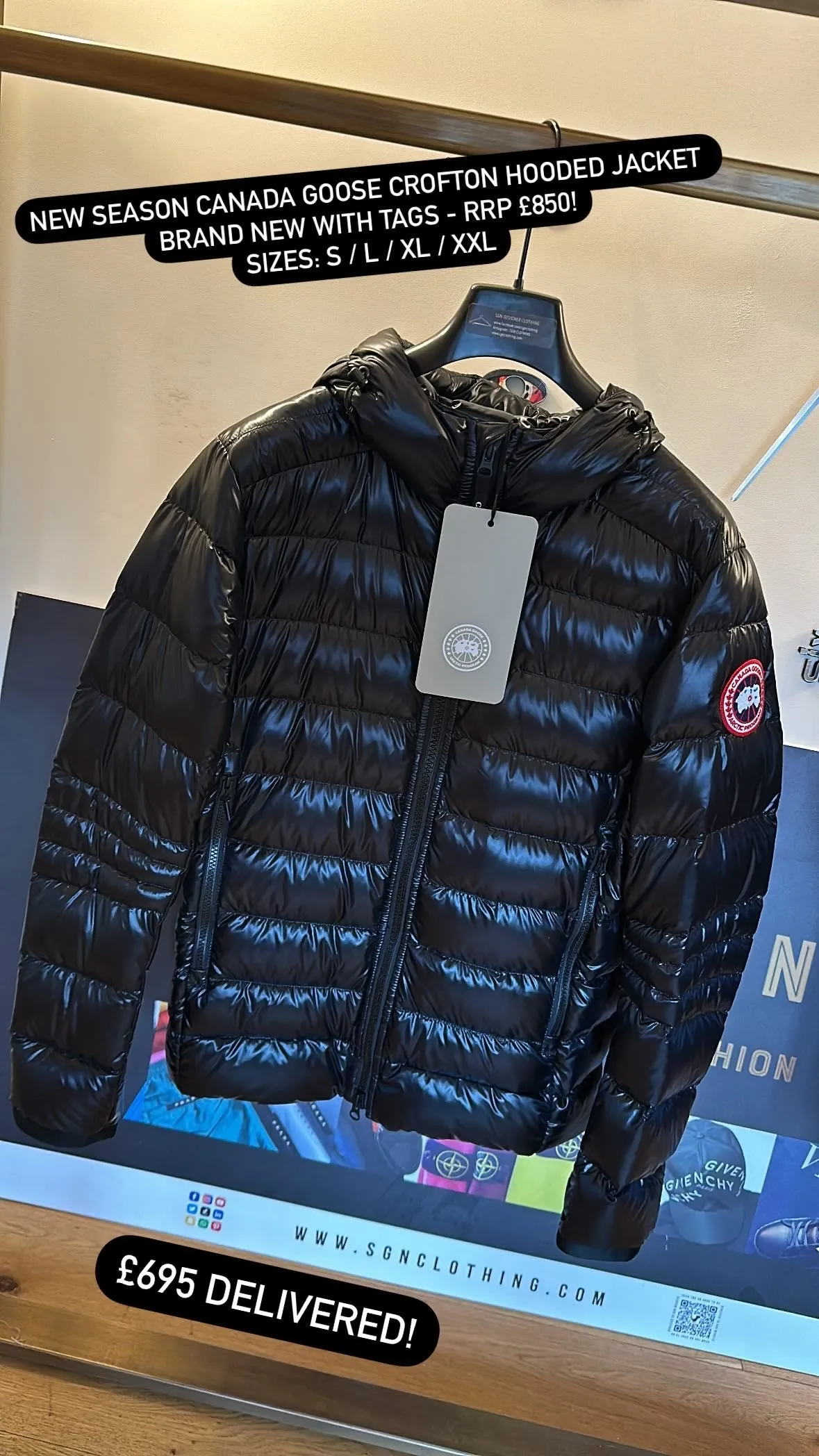 CANADA GOOSE CROFTON LOGO DOWN PADDED JACKET - BLACK