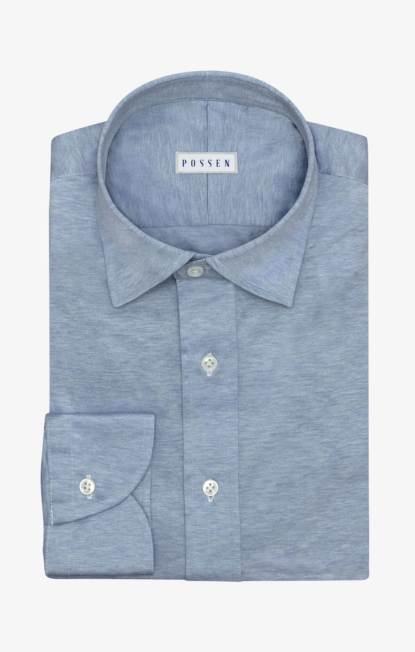 Canclini Light Sky Blue Mélange Pure Cotton Jersey